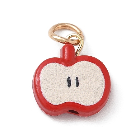 Alloy with Red Enamel Pendants AL-CBAE186-02G-01-1