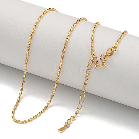 Brass Textured Column Link Chain Necklaces for Women NJEW-U011-03G-1