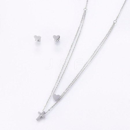 304 Stainless Steel Jewelry Sets SJEW-O090-34P-1