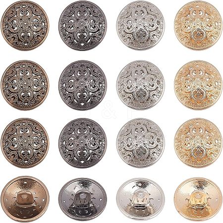 Olycraft 40Pcs 4 Colors 1-Hole Alloy Buttons BUTT-OC0001-26-1