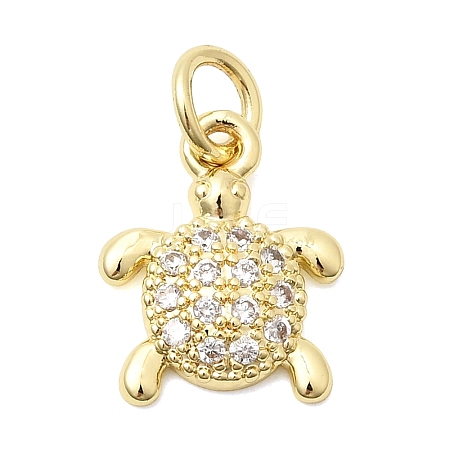 Brass Pave Clear Cubic Zirconia Pendants KK-G554-08A-G-1