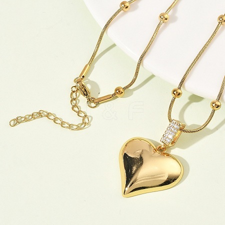 304 Stainless Steel Micro Pave Clear Cubic Zirconia Pendant Necklaces for Women NJEW-Z103-01G-04-1