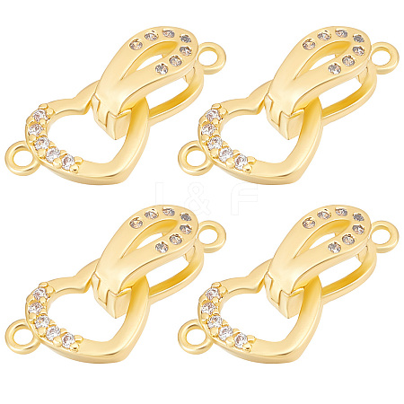 Beebeecraft 6 Sets Brass Micro Pave Clear Cubic Zirconia Fold Over Clasps KK-BBC0005-70-1