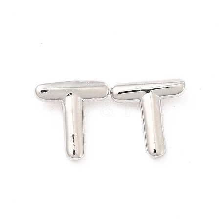 Brass Hollow Out Initial Letter Stud Earrings for Women EJEW-A044-01P-T-1