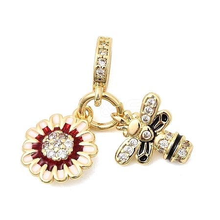 Brass Micro Pave Cubic Zirconia European Dangle Charms KK-Z150-06G-03-1