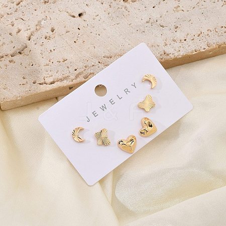 Brass Stud Earring Sets for Women EJEW-F352-01G-01-1