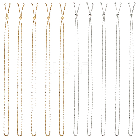 10Pcs 2 Colors 304 Stainless Steel Singapore Chain Necklace Making AJEW-SC0003-99-1