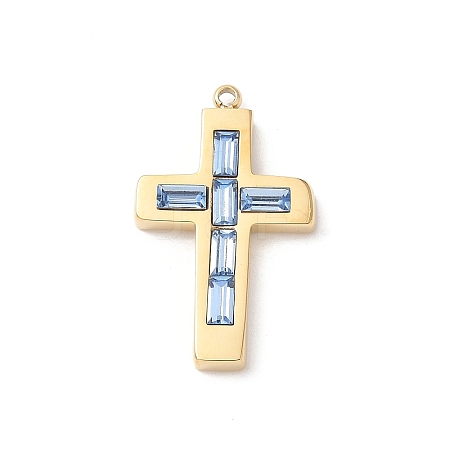 304 Stainless Steel Rhinestone Pendants STAS-L022-085G-10-1