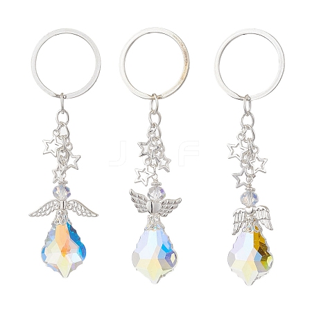 3Pcs 3 Styles Glass Angel Pendant Keychains KEYC-JKC00921-1