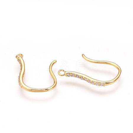 Brass Micro Pave Cubic Zirconia Earring Hooks ZIRC-Q002-95G-1