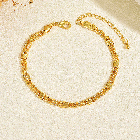 Brass 3-Strand Ball Chain with Matte Square Anklets for Women MX4097-1