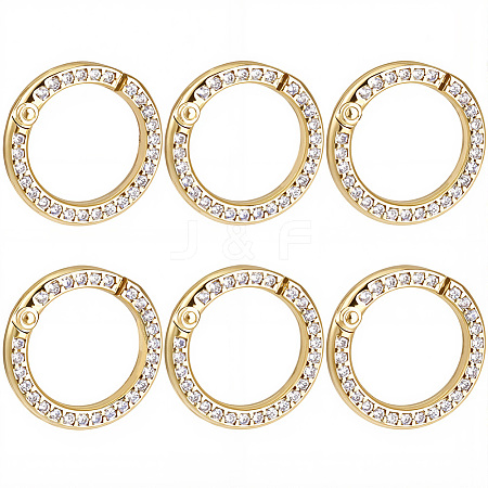 6Pcs Brass Micro Pave Clear Cubic Zirconia Twister Clasps KK-SC0008-22-1