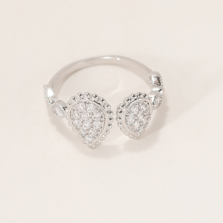 Brass Micro Pave Cubic Zirconia Cuff Open Rings for Women BQ0682-2-1