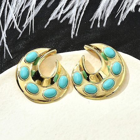 Flat Round Brass Stud Earrings EJEW-Z086-06G-1