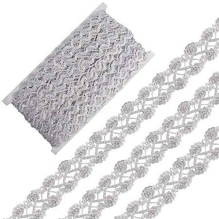 GORGECRAFT 13M Metallic Braided Lace Trim SRIB-WH0011-062A-1