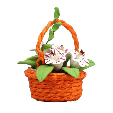 Polymer Clay Lily with Resin Basket Miniature Ornaments PW-WG87F42-01-1