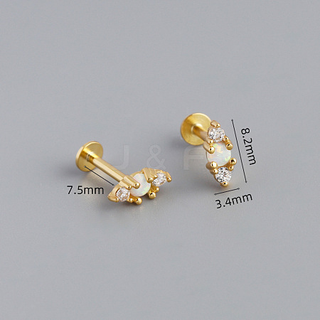 925 Sterling Silver Micro Pave Clear Cubic Zirconia with Synthetic Opal Cartilage Earrings FS-WG3DFDB-10-1