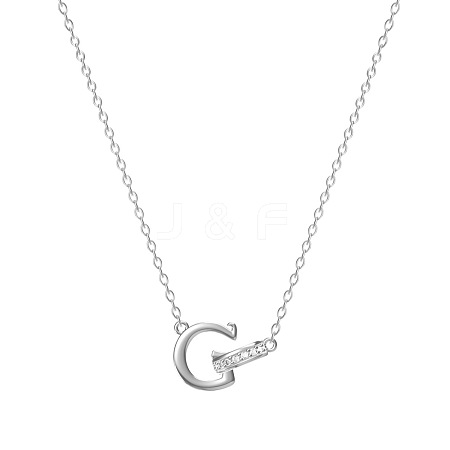 304 Stainless Steel Crystal Rhinestone Initial Pendant Necklaces FS-WGCEFCC-07-1