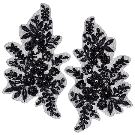Gorgecraft 1 Pair 3D Flower Polyester Embroidery Sew on Appliques PATC-GF0001-37A-1