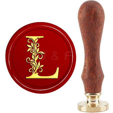 Brass Wax Seal Stamp with Handle AJEW-WH0184-0634-1