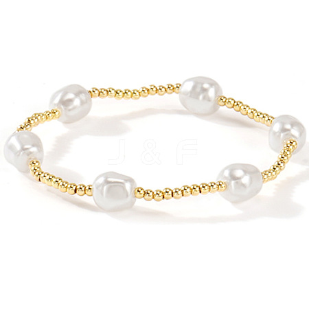 Elegant Imitation Pearl & Brass Beads Stretch Bracelets for Women YV1811-2-1