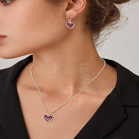 Alloy Enamel Pendant Necklace & Hoop Earrings SJEW-LP0001-14-1