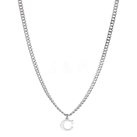 1Pc 304 Stainless Steel Letter Pendant Necklaces NJEW-LP0001-33C-P-1