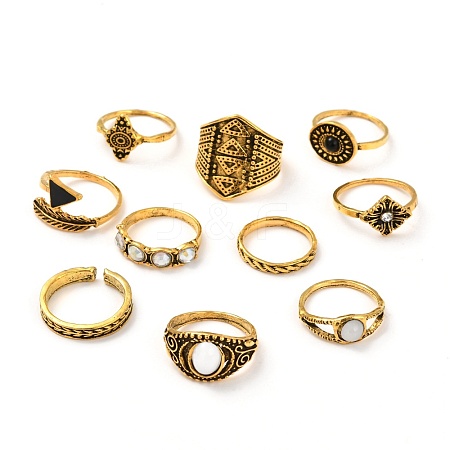 Zinc Alloy Finger Rings Sets RJEW-L101-03AG-1