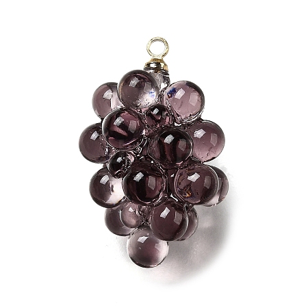 Grape Brass Acrylic Pendants OACR-R006-05G-10-1