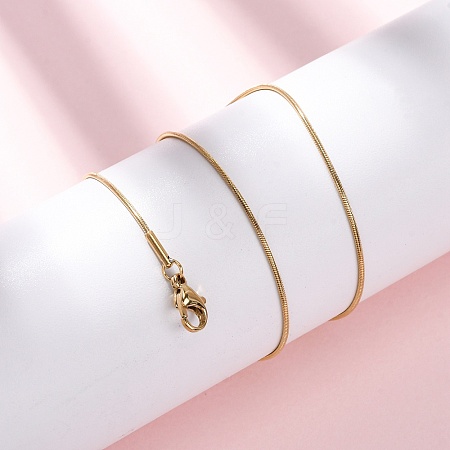 1MM 304 Stainless Steel Round Snake Chain Necklaces NJEW-T016-27G-1