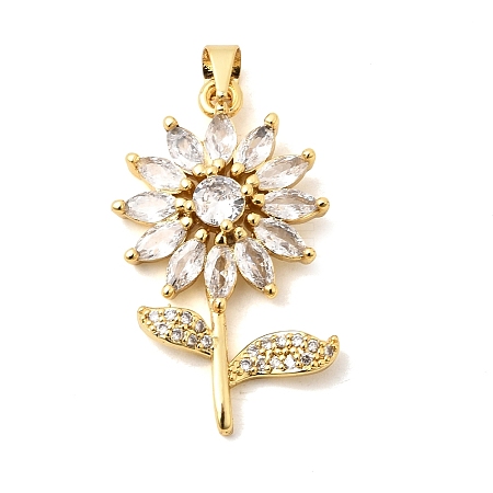 Brass Micro Pave Clear Cubic Zirconia Pendants KK-A296-07D-G-1