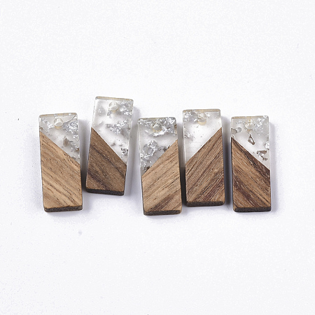 Transparent Resin & Walnut Wood Pendants RESI-Q210-007A-A02-1