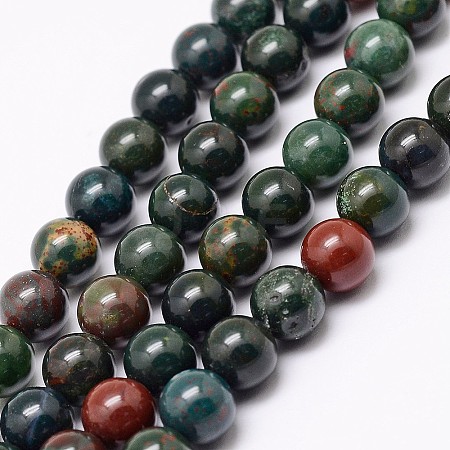 Natural Indian Bloodstone Beads Strands G-G735-33-6mm-1