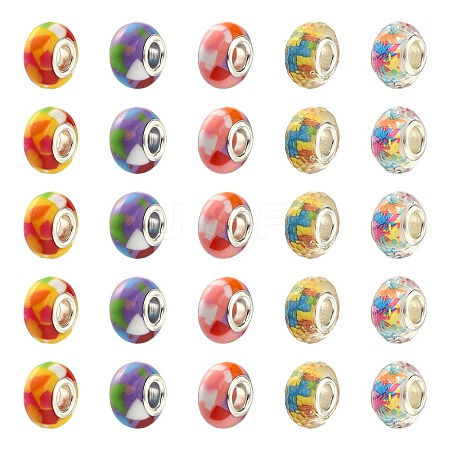 50Pcs 5 Colors Resin European Beads RESI-CJ0002-41-1