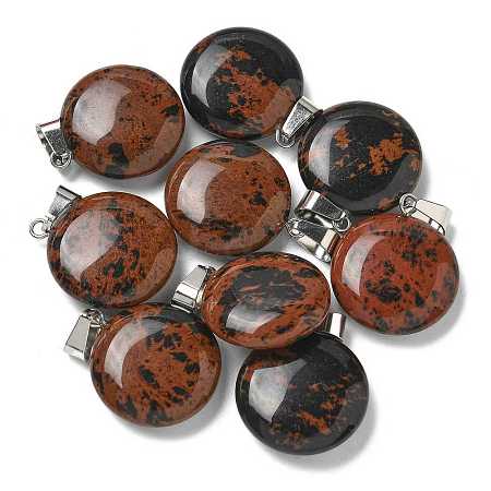 Natural Mahogany Obsidian Pendants G-B127-14P-02-1