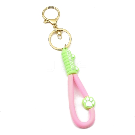 Cat Paw Print PVC Rope Keychains KEYC-B015-03LG-02-1