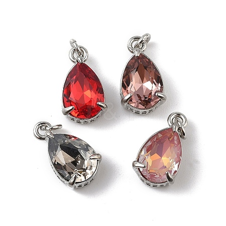 Brass Pave Cubic Zirconia Charms with Glass Crystal KK-Q039-03P-1