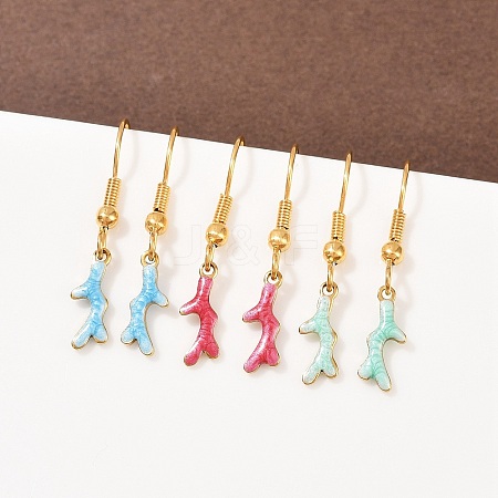 Ocean Series 304 Stainless Steel Enamel Dangle Earrings EJEW-K017-01G-G-1