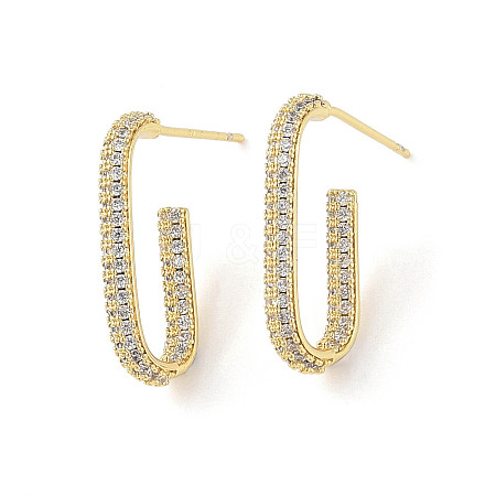 Brass Micro Pave Clear Cubic Zirconia Stud Earrings EJEW-L285-004G-1