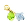 7Pcs 7 Colors Flower Acrylic & Glass Pendants Decorations. with 304 Stainless Steel Lobster Claw Clasps HJEW-JM02898-5