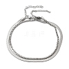 304 Stainless Steel Flat Snake Chain & Box Chain Double Layer Anklets for Women AJEW-F069-02P-2