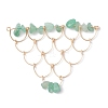 Natural Green Aventurine Chip Copper Wire Wrapped Connector Charms PALLOY-JF03030-04-1