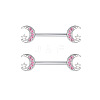 304 Stainless Steel Pink Cubic Zirconia Nipple Rings WGE5BE3-03-1