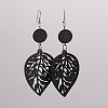 Trendy Leaf Wood Dangle Earrings EJEW-F0090-09F-1