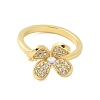 Flower Brass Micro Pave Cubic Zirconia Cuff Ring Components KK-K297-23G-2