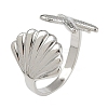 Brass Adjustable Cuff Rings for Women RJEW-B132-02B-P-4