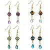 4 Pairs 4 Style Nature Mixed Gemstone Round Dangle Earrings EJEW-TA00332-1