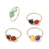 4Pcs 4 Style Natural & Synthetic Mixed Gemstone Round Beaded Finger Rings Set RJEW-TA00093-1
