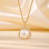 Brass Pave Clear Cubic Zirconia Pendant Necklaces ER6847-3