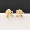 Brass Micro Pave Clear Cubic Zirconia Bowknot Stud Earrings EJEW-C158-14B-G-1